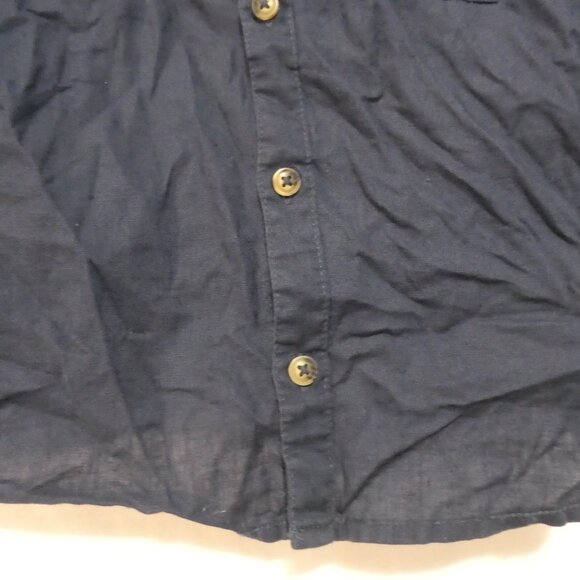H&M | 5-6 years | Dark Navy Blue Button-Up Linen / Cotton Shirt | Roll Tabs - Picture 9 of 16